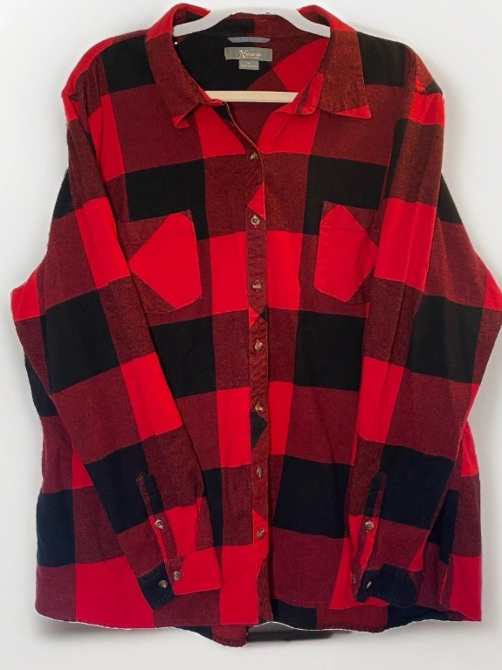 Natural Reflections Women’s 2X Fleece Shirt Jacket Shacket Buffalo Red Black